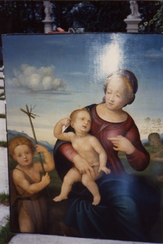 Anonimo — Francesco di Cristoforo - sec. XVI - Madonna con Bambino e san Giovannino — insieme